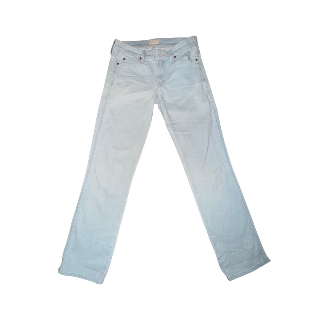Mother The Rascal Cuff Jeans 26 Light Blue Straight Leg Backstage Pass Denim‎